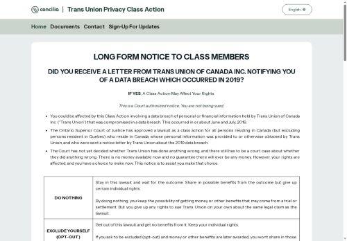 Transunionprivacyclassaction.ca Reviews Scam